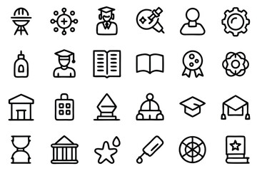 Vector Educations Outline 30 Icon Collection Simple Illustration.