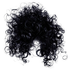 Black curly wig with voluminous hairstyle for costume parties or themed events