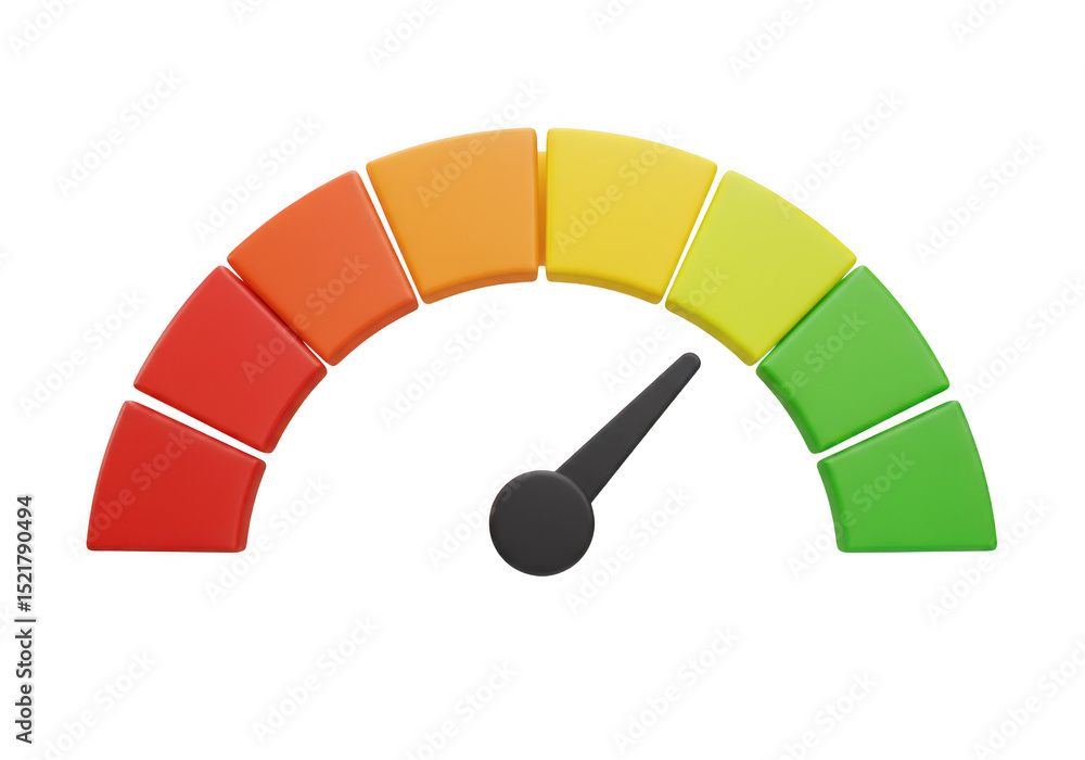 Poster 3d render of a colorful speedometer gauge