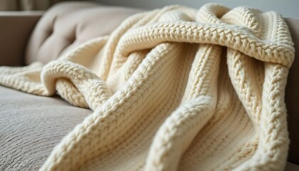 blanket that is laying on a couch