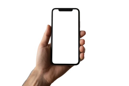 Holding a modern smartphone ready for action with sleek design and bright on transparent background