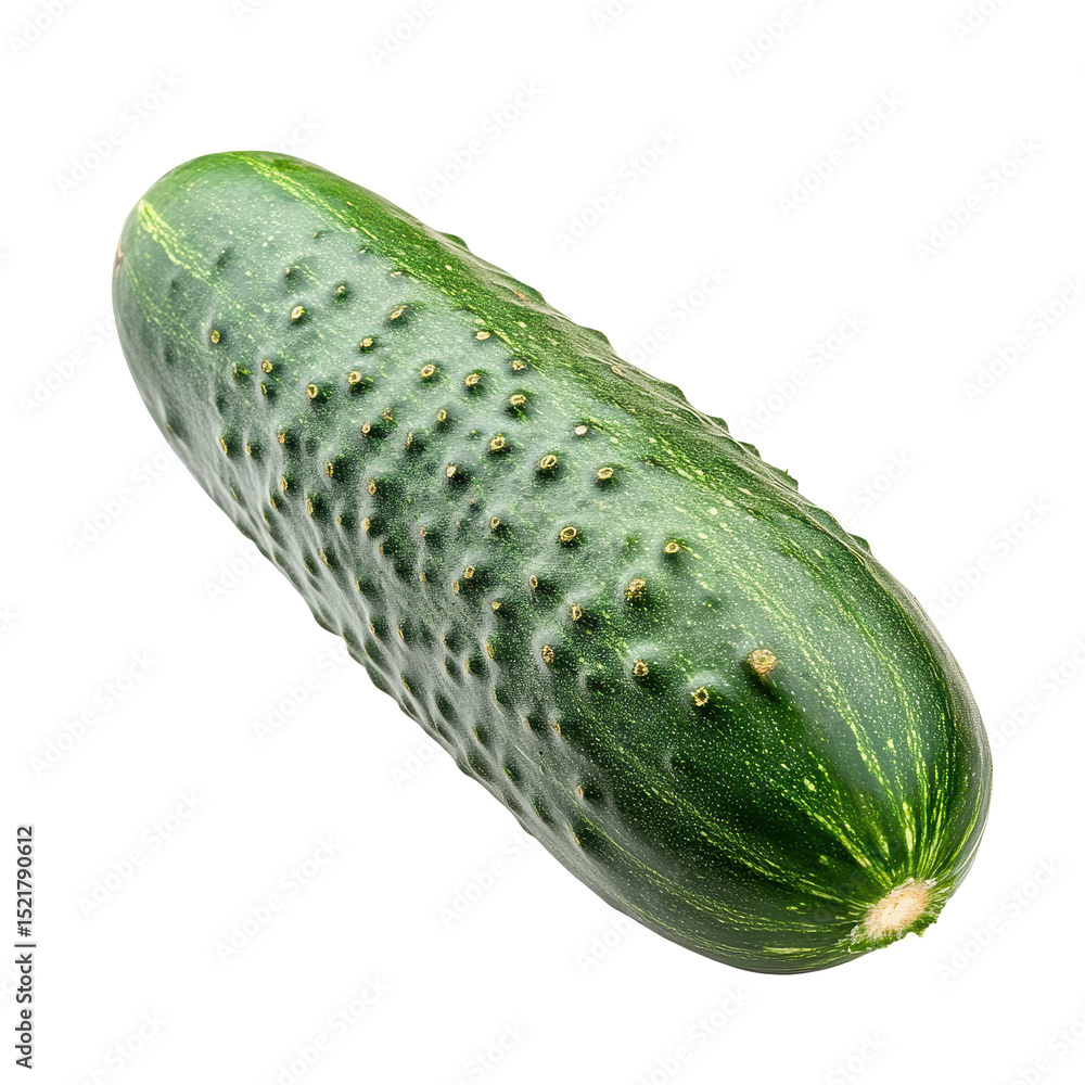 Poster fresh cucumber displayed on a white background showcasing its texture and color