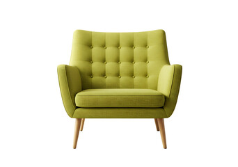 Modern olive green armchair Isolated on transparent background showcases stylish comfortable furniture for contemporary living spaces