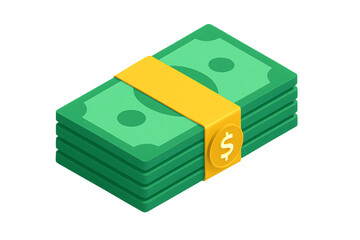 Stack of money symbolizing financial success and wealth accumulation on transparent background