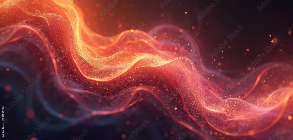 Fototapete abstract 3d rendering of fractal light background. dynamic, colorful, vibrant waves with light parti