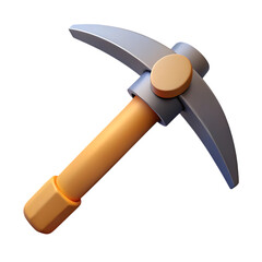 3d render pickaxe icon isolated on transparent background