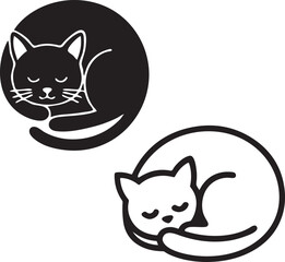 Sleeping Cats in Circular Pose Vector