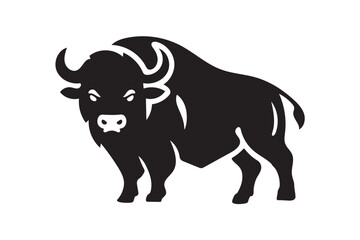 Fototapeta premium Buffalo icon silhouette on white background.
