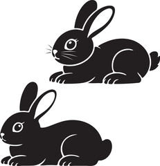 Obraz premium Cute Sitting Bunny Rabbit Silhouette