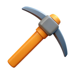 Cartoon pickaxe icon isolated on transparent background