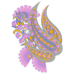 Obraz premium Floral Paisley vector design. Damask isolated motif.