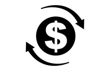 cash flow icon set. money return on investment sign. money cycle icon. cashback icon. recovery icon. USD symbol circle by three arrows