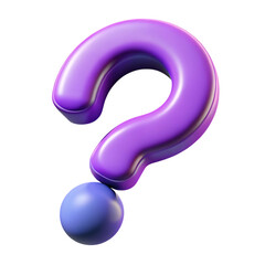 3d purple question mark with blue dot isolated on transparent background