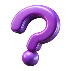 Naklejka premium 3d purple question mark isolated on transparent background