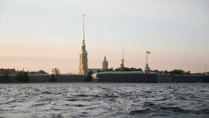 Fototapeta premium Peter and Paul Fortress in Saint Petersburg at sunset
