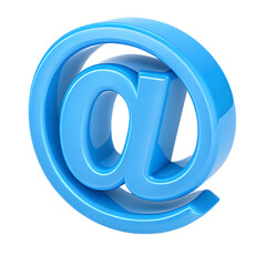 Obraz premium 3d blue at symbol email icon isolated on transparent background