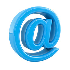 Obraz premium 3d shiny blue at symbol isolated on transparent background