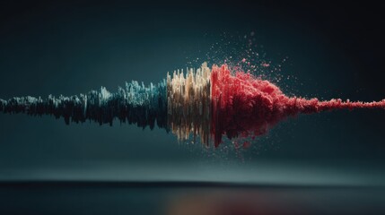 Abstract Data Visualization With Blue, Beige, and Red Pixels, Representing Digital Transformation and Innovative Technology Solutions for Business Growth : Generative AI