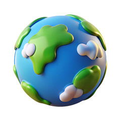 Cartoon earth globe 3d render isolated on transparent background