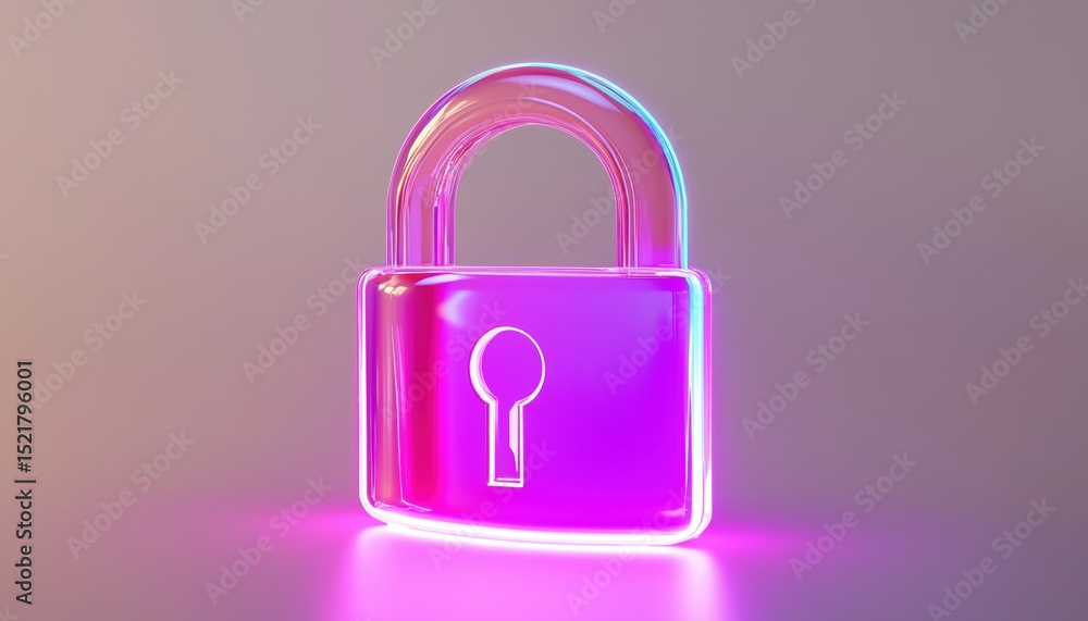 Poster futuristic glowing padlock with plexus and glitter particles: enhancing cyber security, data protect