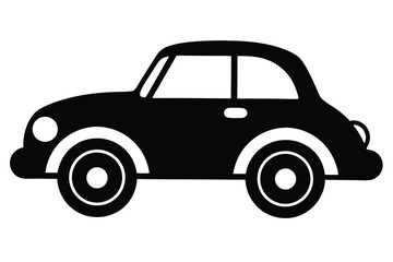 Black Silhouette of a Small Car with Two Wheels and a Single Headlight