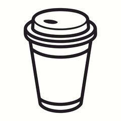 Coffee Cup with Lid – Minimal Line Art Vector Illustration on White Background
