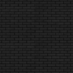 Brick wall painted as black background texture in a seamless pattern for a dark backdrop