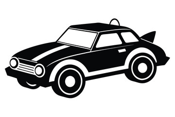 Fototapeta premium Black Silhouette of Classic Car with Racing Stripe and Rear Spoiler Graphic Art