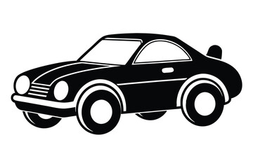 Stylized Black Silhouette of a Classic Sports Car with Distinctive Features and Clean Lines
