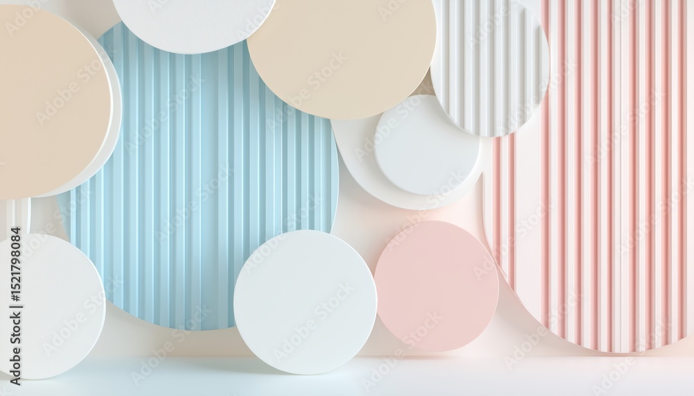 Poster modern graphic element circles: white geometric abstract overlay layer on bright space with effect d