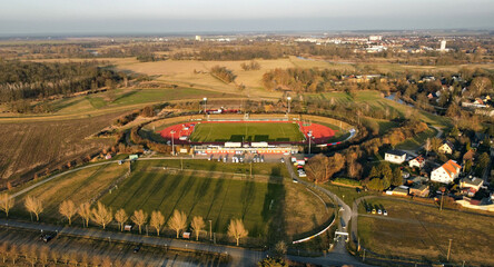 Wonderful views of the soccer facility in Eilenburg seen from a drone