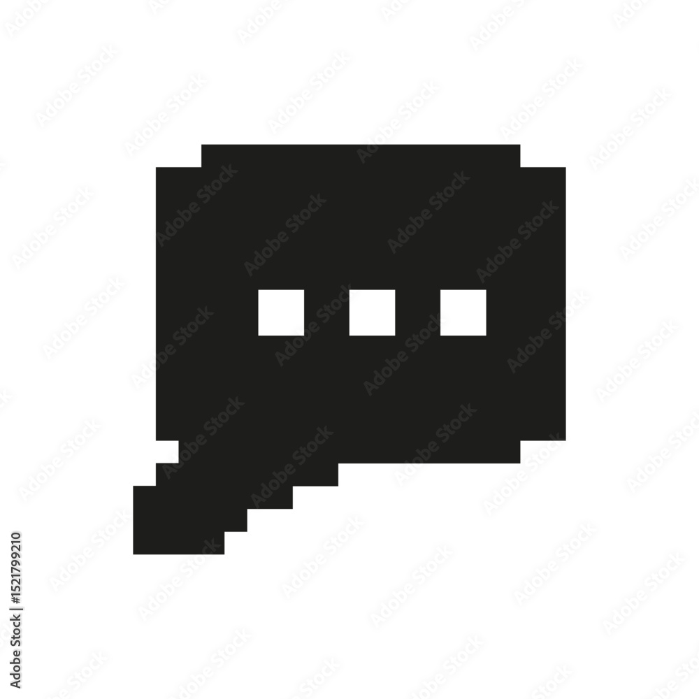 Poster pixel speech bubble icon. communication and messaging symbol. digital interaction and online chat re