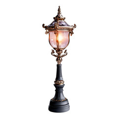 Fototapeta premium Elegant ornate street lamp post isolated on transparent background
