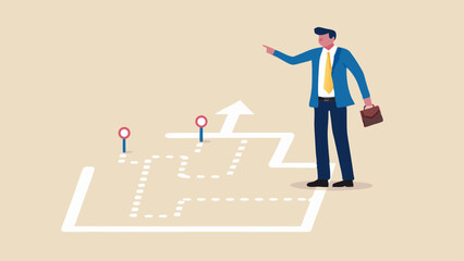 Fototapeta premium Guiding a strategic roadmap to success a leader points the way forward towards goals illustrating a vector