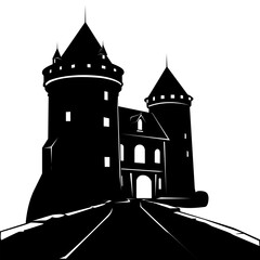 Castle icon. Simple vector illustration of castle icon for web design isolated on white background and for decorating your illustrations in stylish medieval style