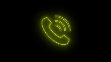 Neon glowing green telephone call symbol isolated on black background. Glowing green ringing phone icon. Phone sign. Contact us. neon telephone call icon. neon Phone Call icon symbol