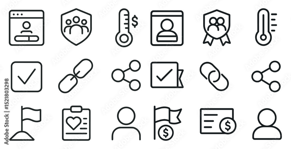 Poster essential business and communication icons for web and app design projects