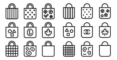 Variety of shopping bag icons for design and branding inspiration