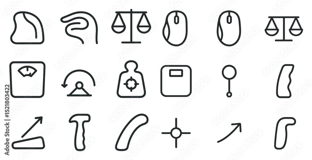 Poster minimalist line icons of weight and measurement concepts for modern design