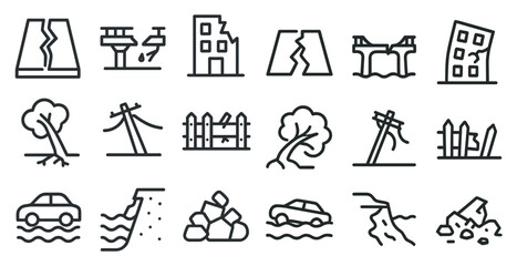 Natural disaster icons set for emergency preparedness design and communication