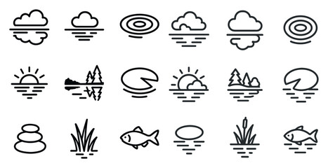 Minimalist nature icons for outdoors projects and designs
