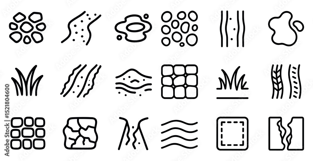 Poster minimalist line art icons of textures and patterns for design projects