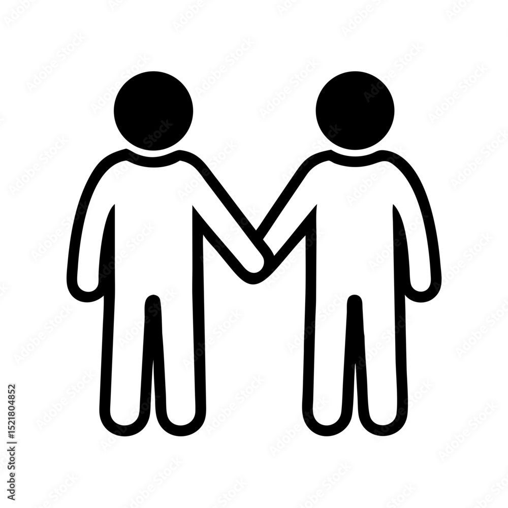 Poster two abstract figures holding hands in a symbolic representation of pride month