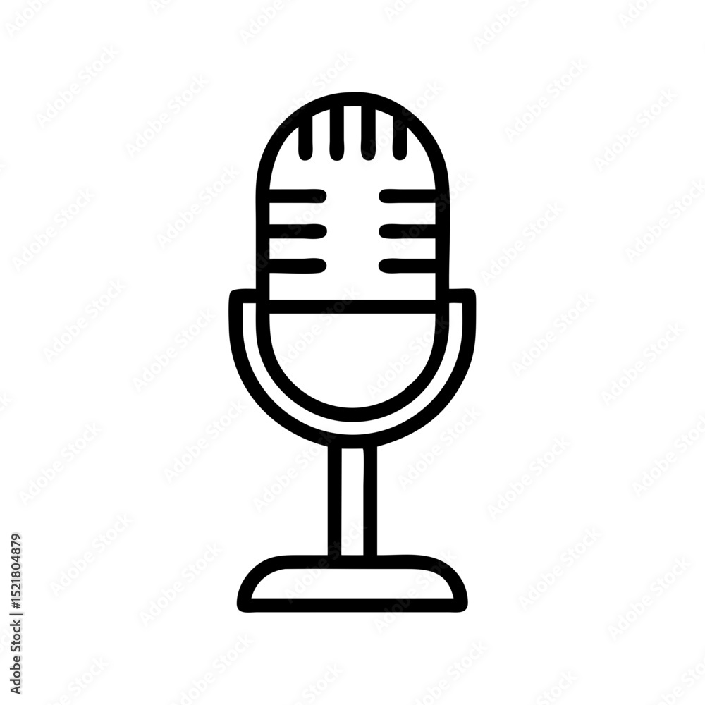 Poster retro microphone icon in simple line art for pride month concept