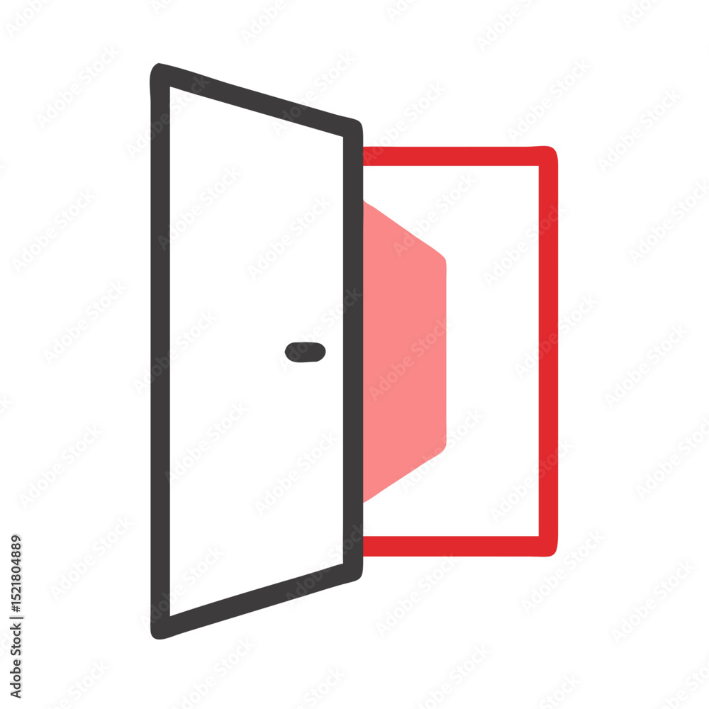 Poster open door icon with minimalist design and red background for pride month