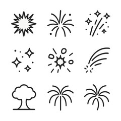 Obraz premium Colorful Explosion Icons. Outline icon set of colorful explosions: red burst, blue burst, green burst, gold glitter, purple