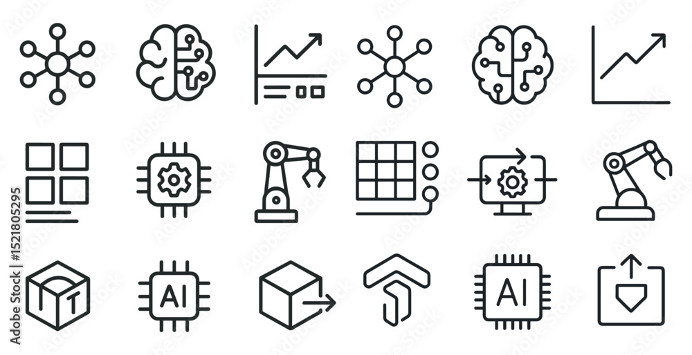 Aufkleber artificial intelligence and automation symbols for technology and innovation design