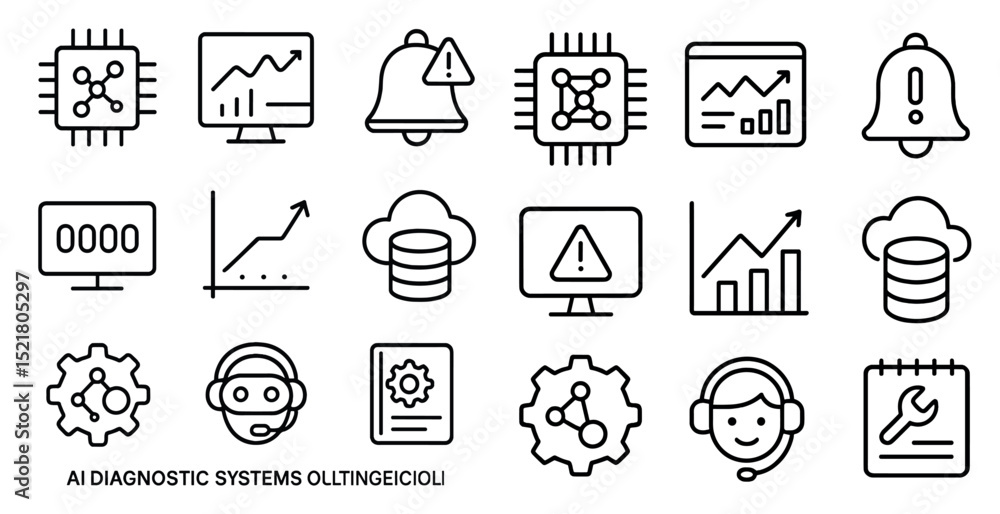 Aufkleber ai diagnostic systems icons for technology and data analysis design