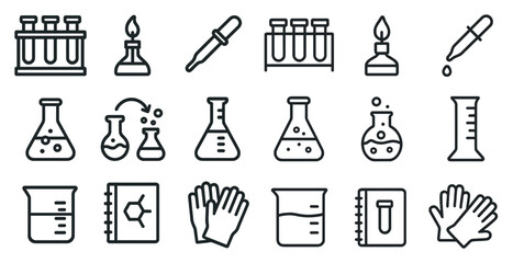 Laboratory equipment icons for scientific and educational design projects