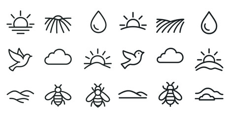 Minimalist nature icons collection for design and branding projects